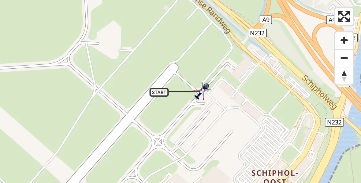 Routekaart van de vlucht: Politiehelikopter naar Schiphol