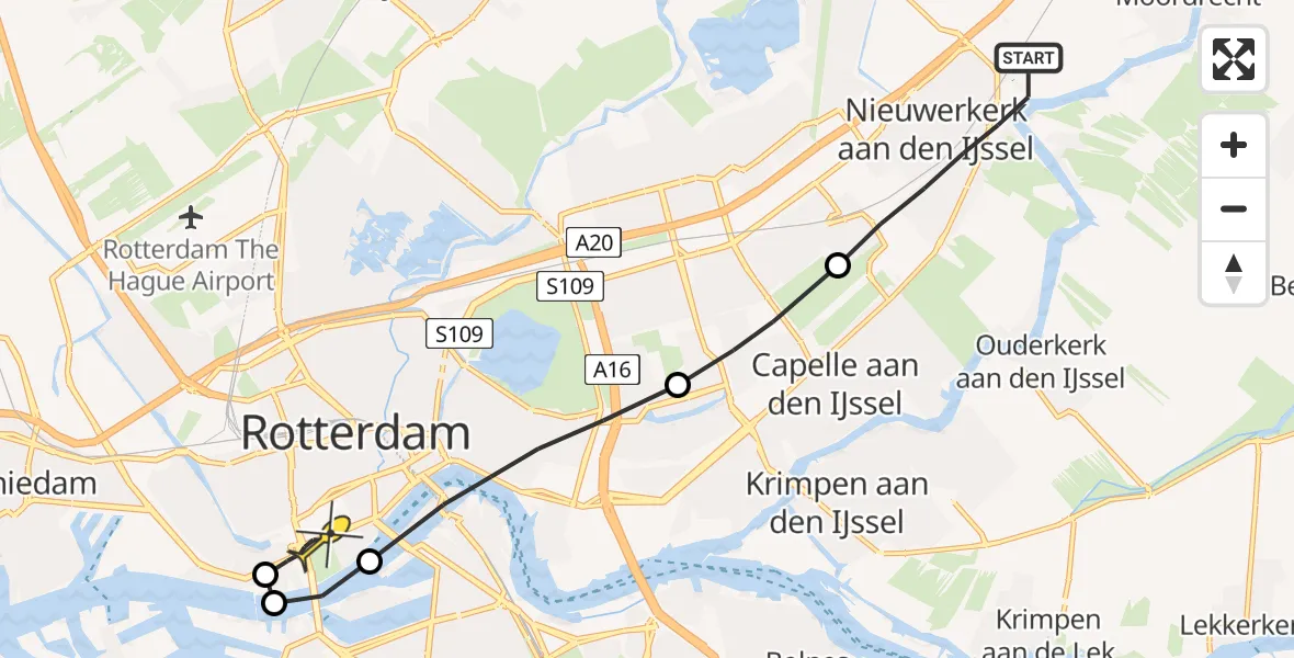 Routekaart van de vlucht: Lifeliner 2 naar Erasmus MC