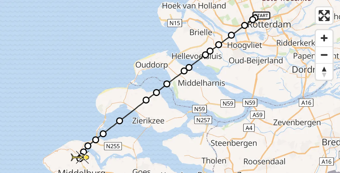 Routekaart van de vlucht: Lifeliner 2 naar Serooskerke