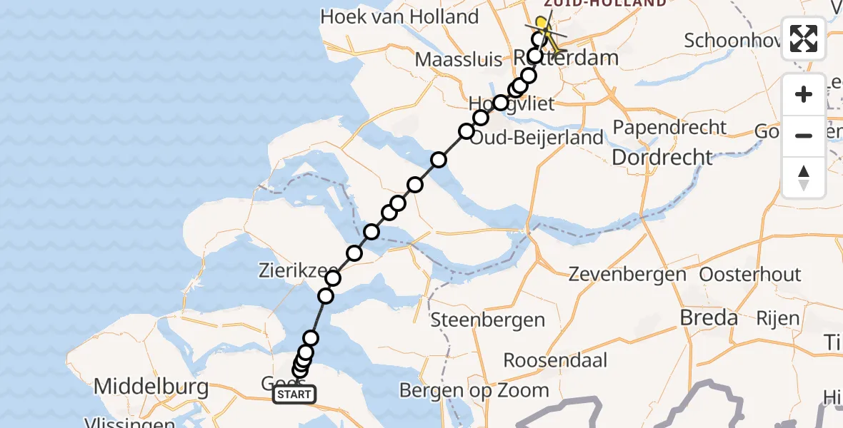 Routekaart van de vlucht: Lifeliner 2 naar Rotterdam The Hague Airport