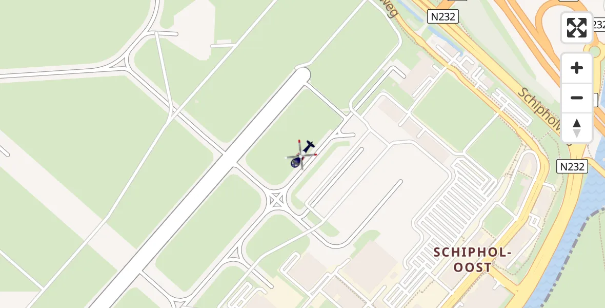 Vluchtroute Politiehelikopter van Schiphol naar Schiphol