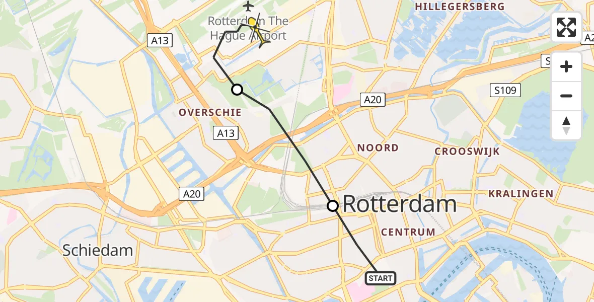 Routekaart van de vlucht: Lifeliner 2 naar Rotterdam The Hague Airport