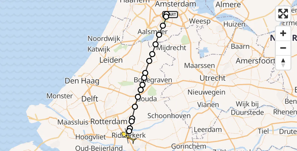 Routekaart van de vlucht: Lifeliner 1 naar Ridderkerk