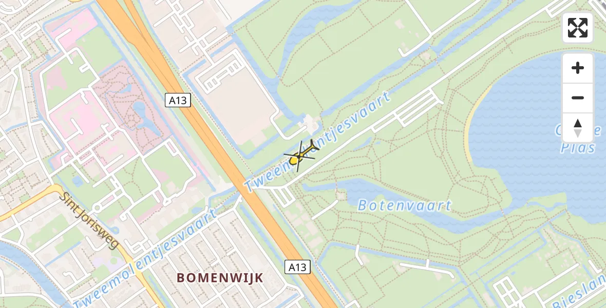 Routekaart van de vlucht: Lifeliner 1 naar Delft