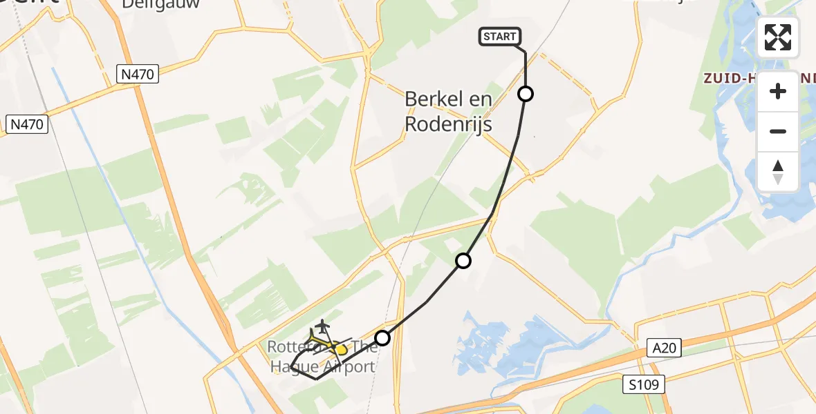 Routekaart van de vlucht: Lifeliner 2 naar Rotterdam The Hague Airport