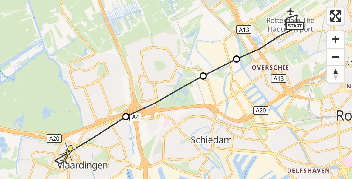 Routekaart van de vlucht: Lifeliner 2 naar Vlaardingen