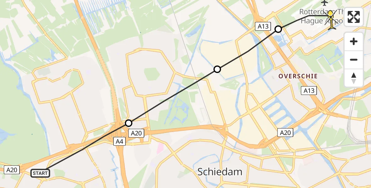 Routekaart van de vlucht: Lifeliner 2 naar Rotterdam The Hague Airport