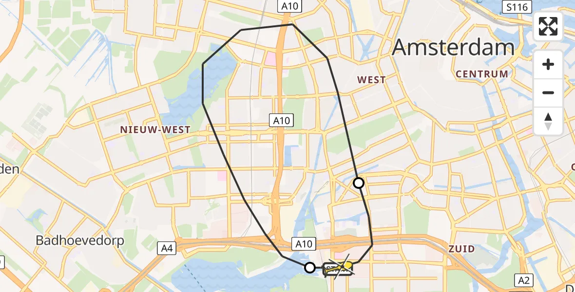 Routekaart van de vlucht: Lifeliner 1 naar VU Medisch Centrum Amsterdam