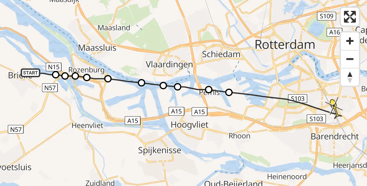 Routekaart van de vlucht: Lifeliner 2 naar Rotterdam