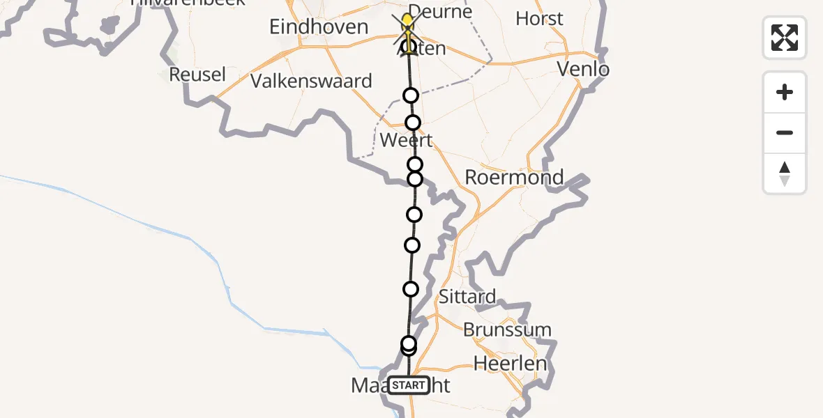 Routekaart van de vlucht: Lifeliner 3 naar Ommel