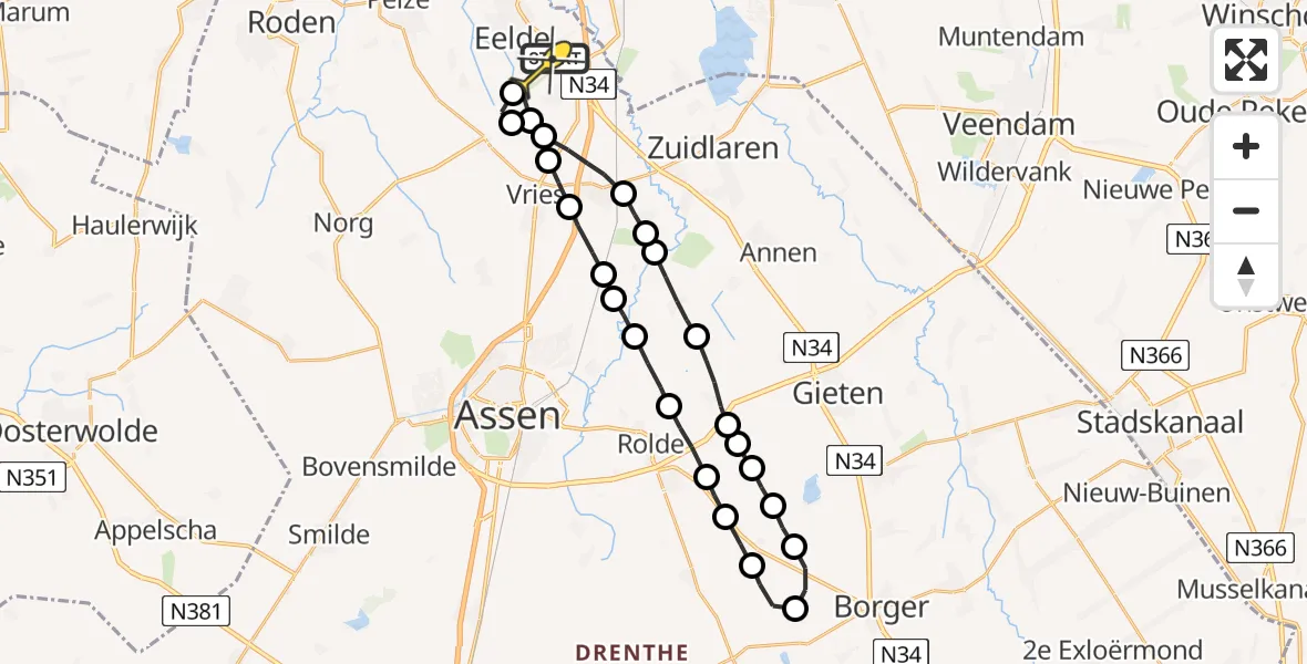 Routekaart van de vlucht: Lifeliner 4 naar Groningen Airport Eelde