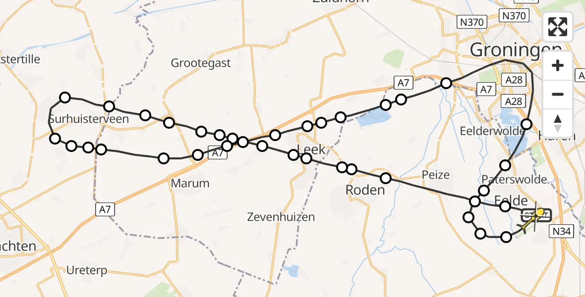 Routekaart van de vlucht: Lifeliner 4 naar Groningen Airport Eelde