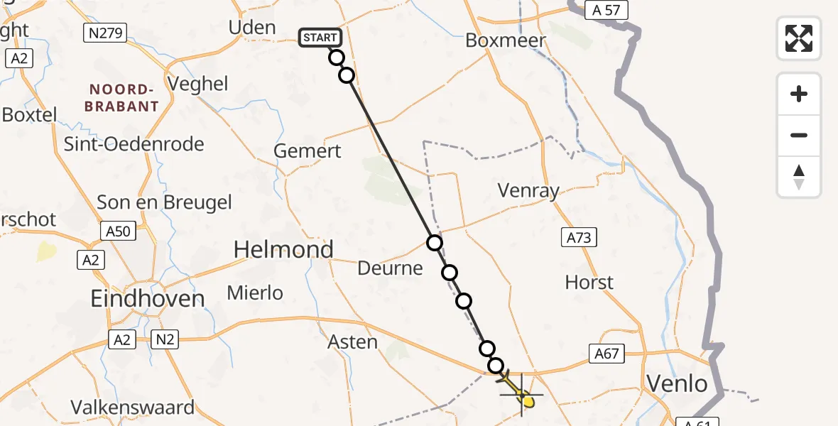 Routekaart van de vlucht: Lifeliner 3 naar Grashoek