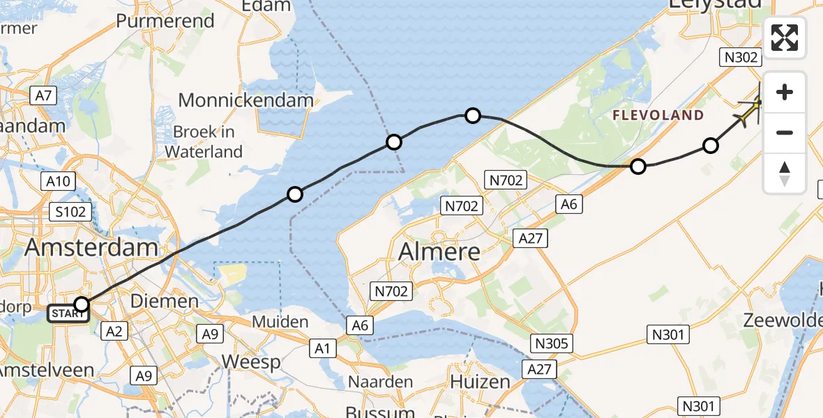 Routekaart van de vlucht: Lifeliner 1 naar Lelystad Airport