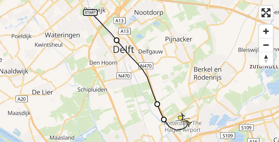 Routekaart van de vlucht: Lifeliner 2 naar Rotterdam The Hague Airport