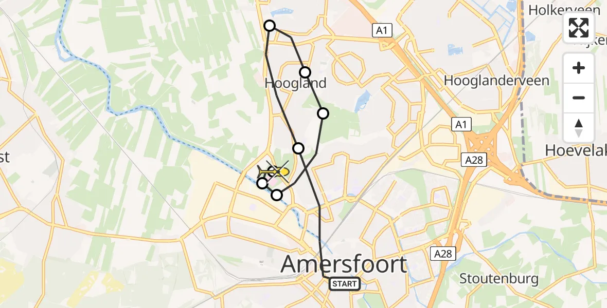 Routekaart van de vlucht: Lifeliner 1 naar Hoogland