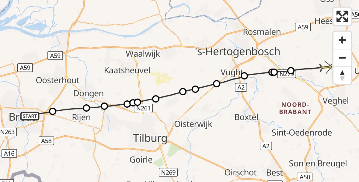 Routekaart van de vlucht: Lifeliner 3 naar Heeswijk-Dinther