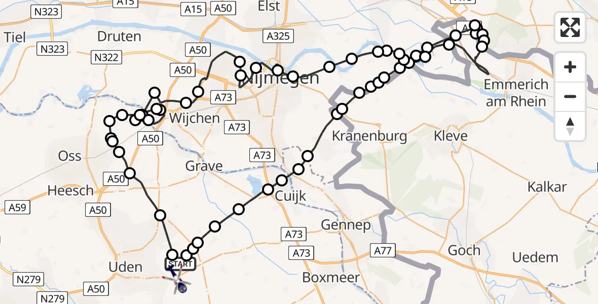 Vluchtroute Politiehelikopter Vliegbasis Volkel - Vliegbasis Volkel, 16 juni 2022, 18:21