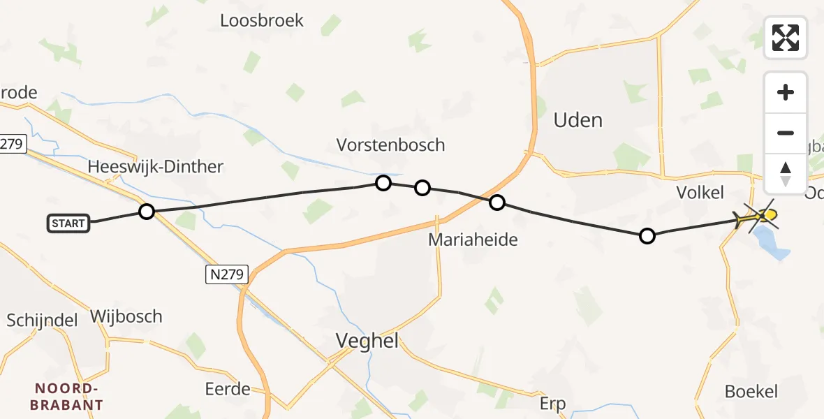 Routekaart van de vlucht: Lifeliner 3 naar Volkel