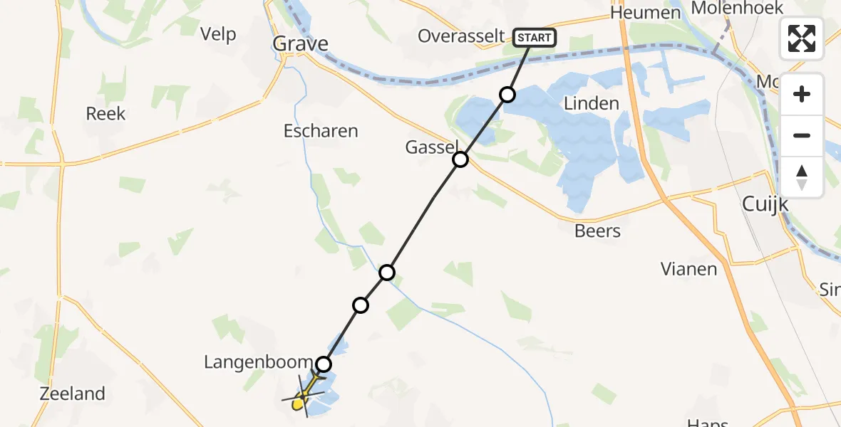 Routekaart van de vlucht: Lifeliner 3 naar Langenboom