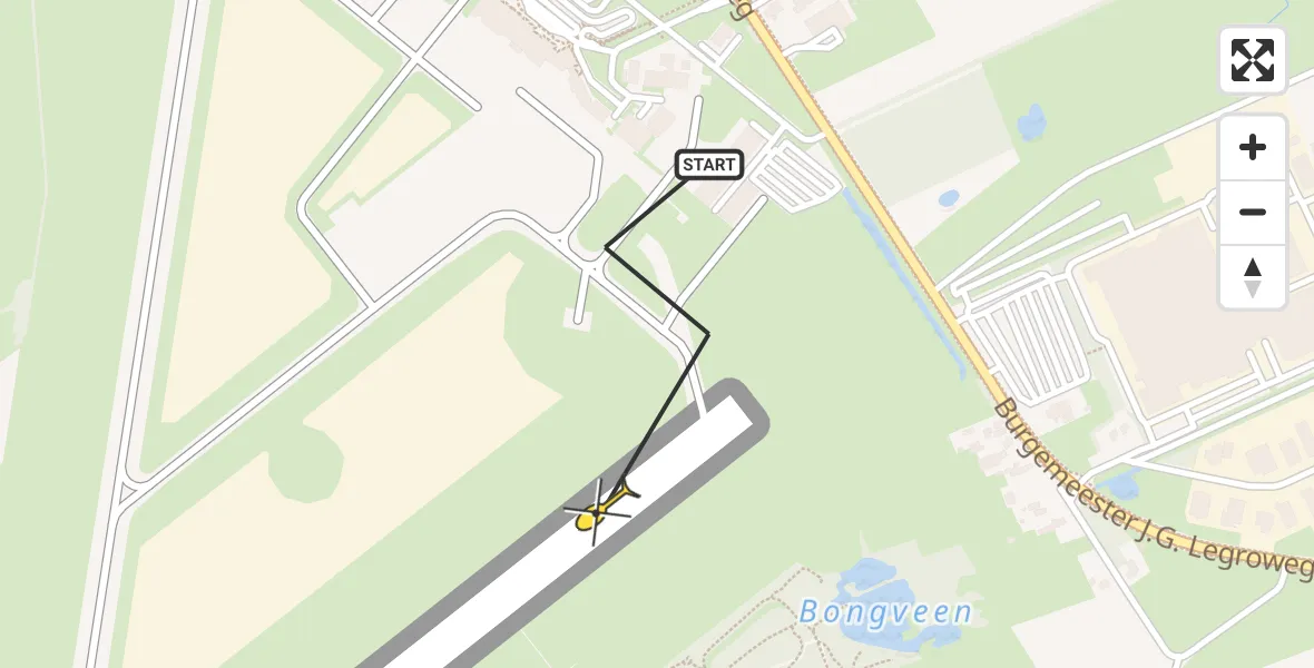 Routekaart van de vlucht: Traumahelikopter naar Groningen Airport Eelde