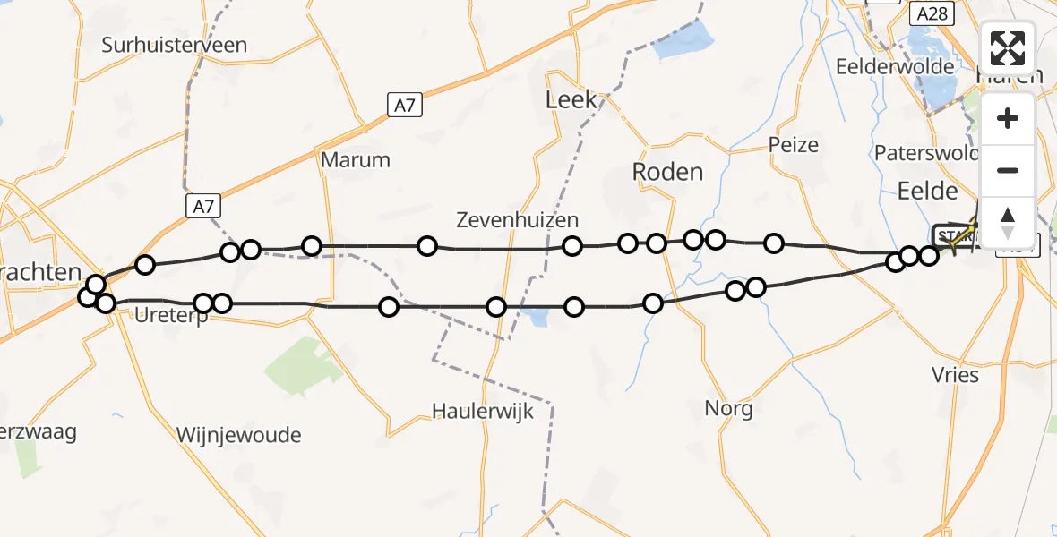 Routekaart van de vlucht: Lifeliner 4 naar Groningen Airport Eelde