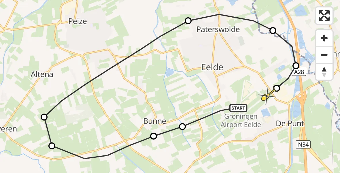 Routekaart van de vlucht: Lifeliner 4 naar Groningen Airport Eelde