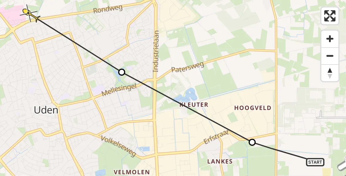 Routekaart van de vlucht: Lifeliner 3 naar Uden