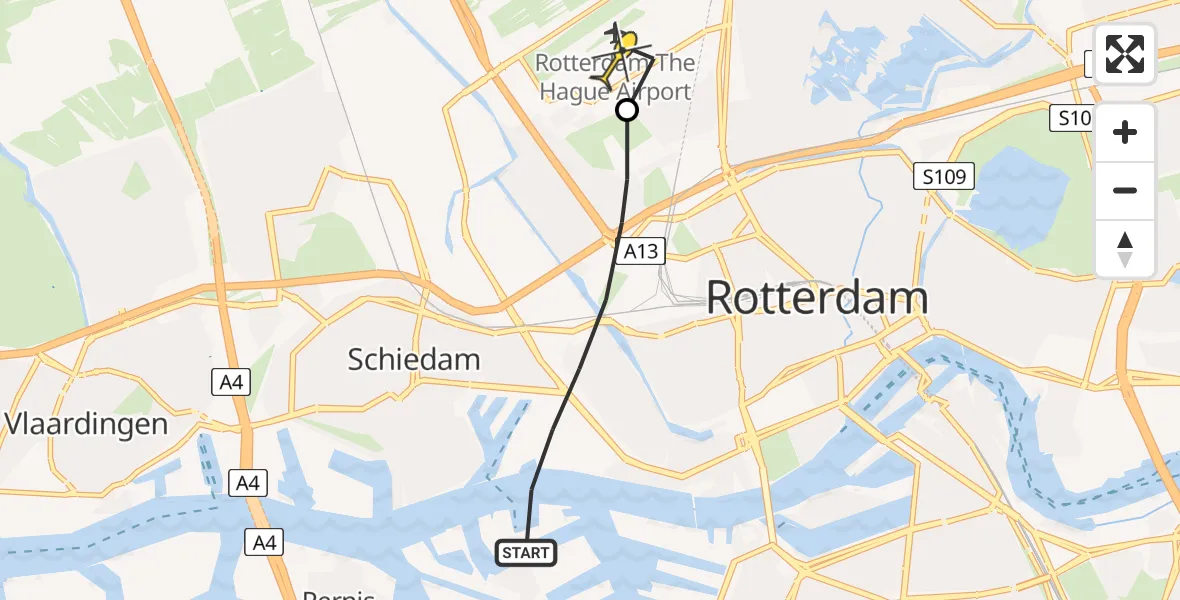 Routekaart van de vlucht: Lifeliner 2 naar Rotterdam The Hague Airport