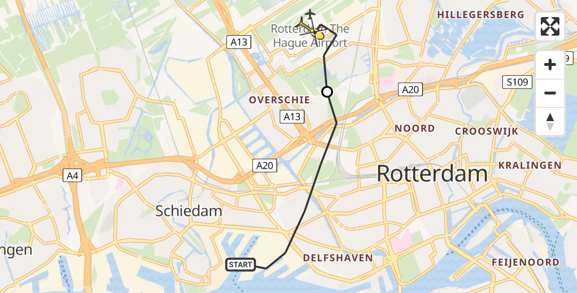 Routekaart van de vlucht: Lifeliner 2 naar Rotterdam The Hague Airport