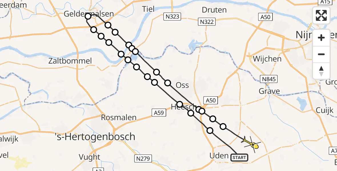 Routekaart van de vlucht: Lifeliner 3 naar Zeeland