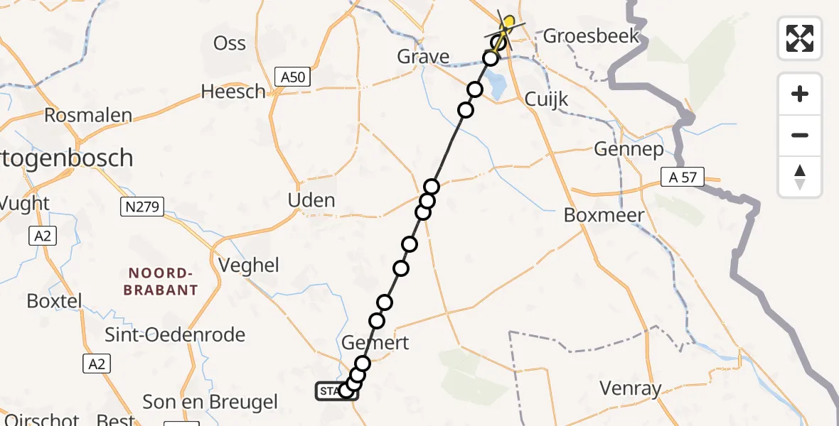Routekaart van de vlucht: Lifeliner 3 naar Heumen