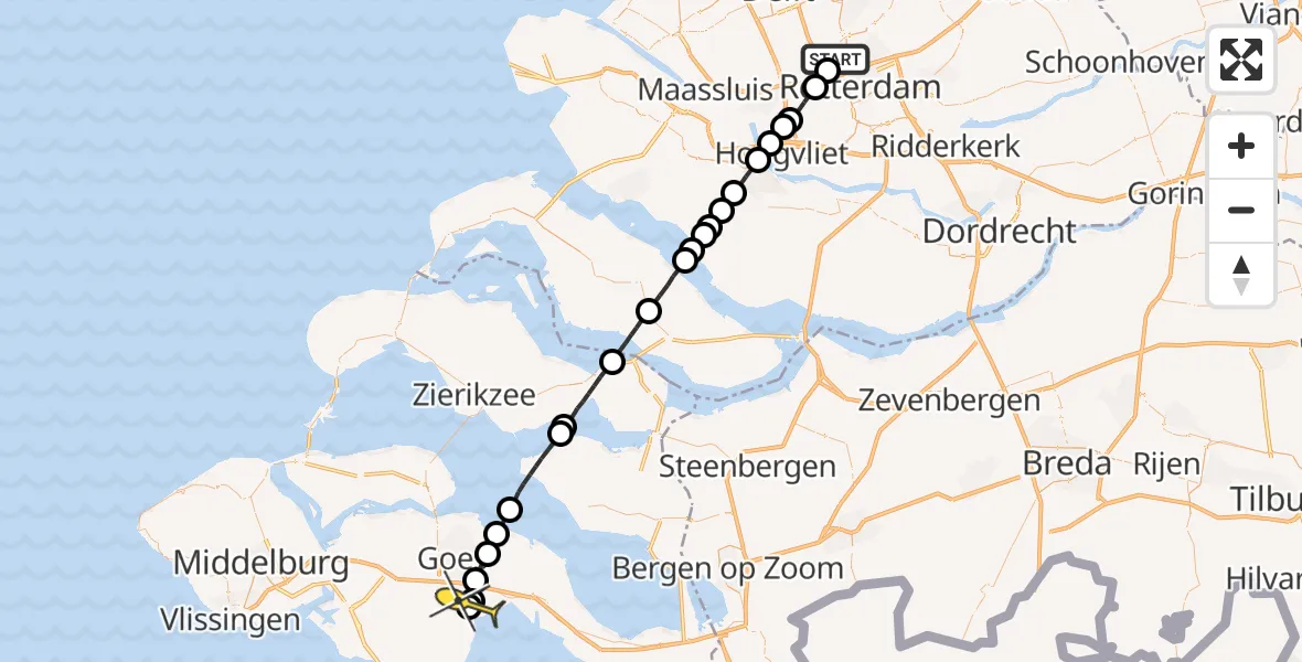 Routekaart van de vlucht: Lifeliner 2 naar 's-Gravenpolder