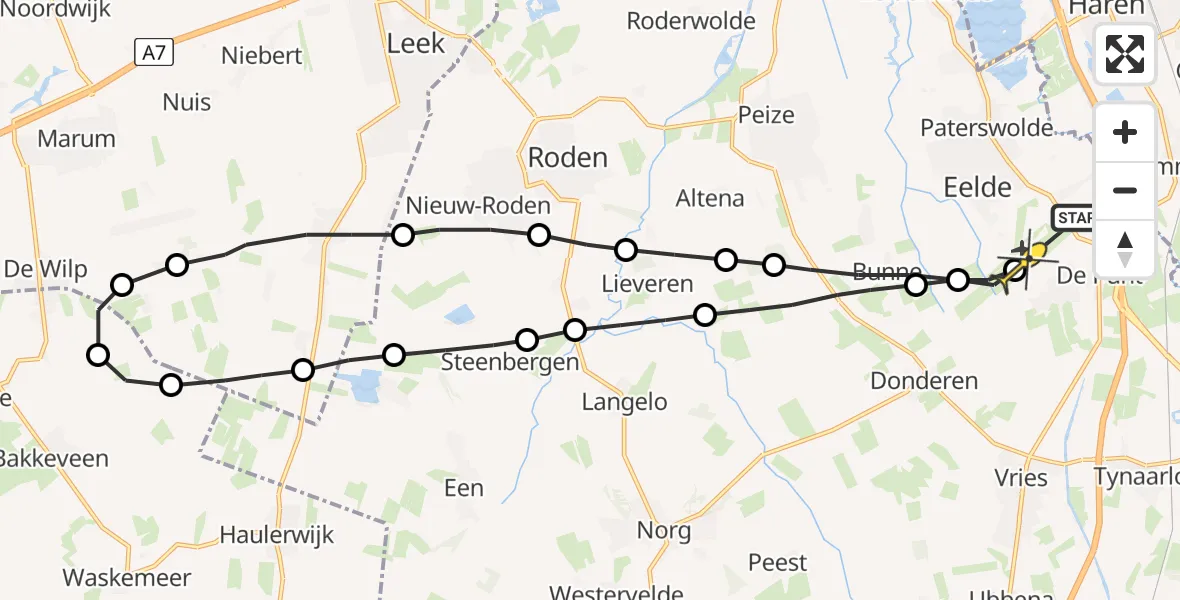 Routekaart van de vlucht: Lifeliner 4 naar Groningen Airport Eelde