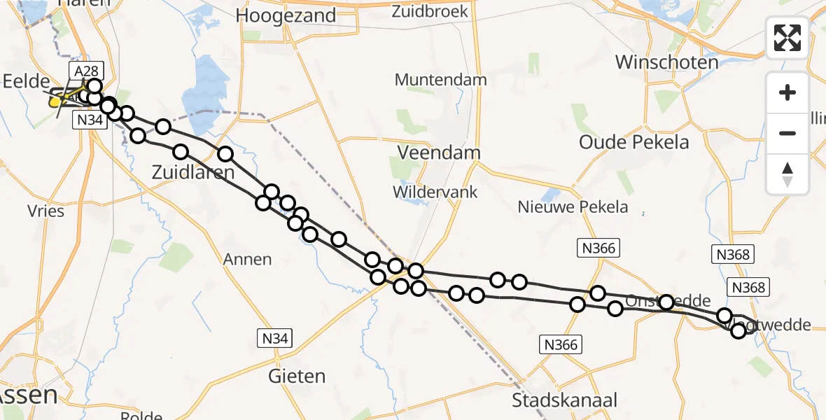 Routekaart van de vlucht: Lifeliner 4 naar Groningen Airport Eelde