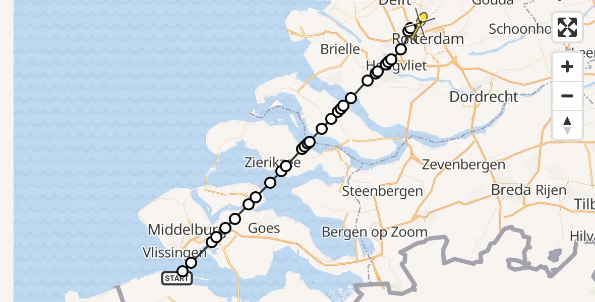 Routekaart van de vlucht: Lifeliner 2 naar Rotterdam The Hague Airport