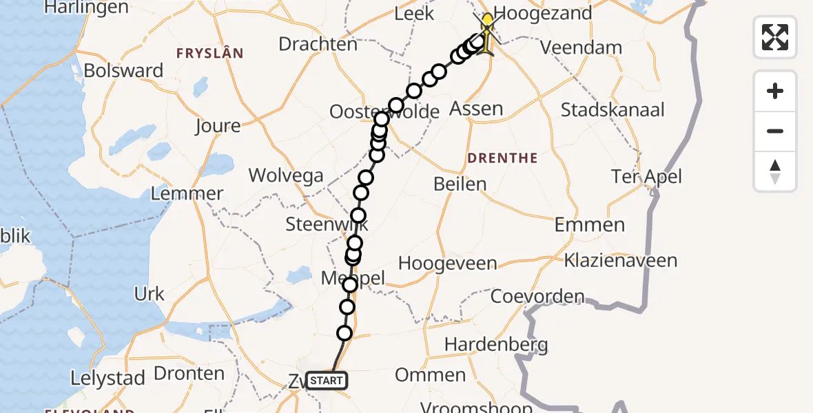 Routekaart van de vlucht: Lifeliner 4 naar Groningen Airport Eelde