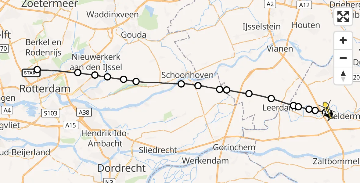 Routekaart van de vlucht: Lifeliner 2 naar Beesd