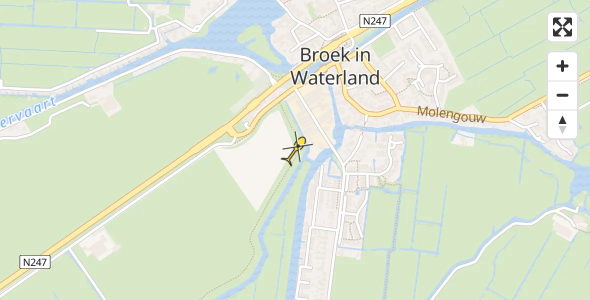 Routekaart van de vlucht: Lifeliner 1 naar Broek in Waterland