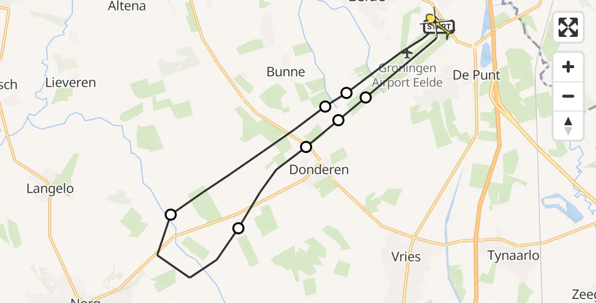 Routekaart van de vlucht: Lifeliner 4 naar Groningen Airport Eelde