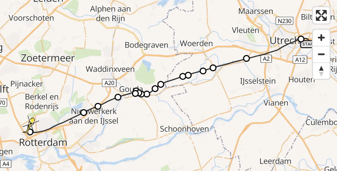 Routekaart van de vlucht: Lifeliner 2 naar Rotterdam The Hague Airport