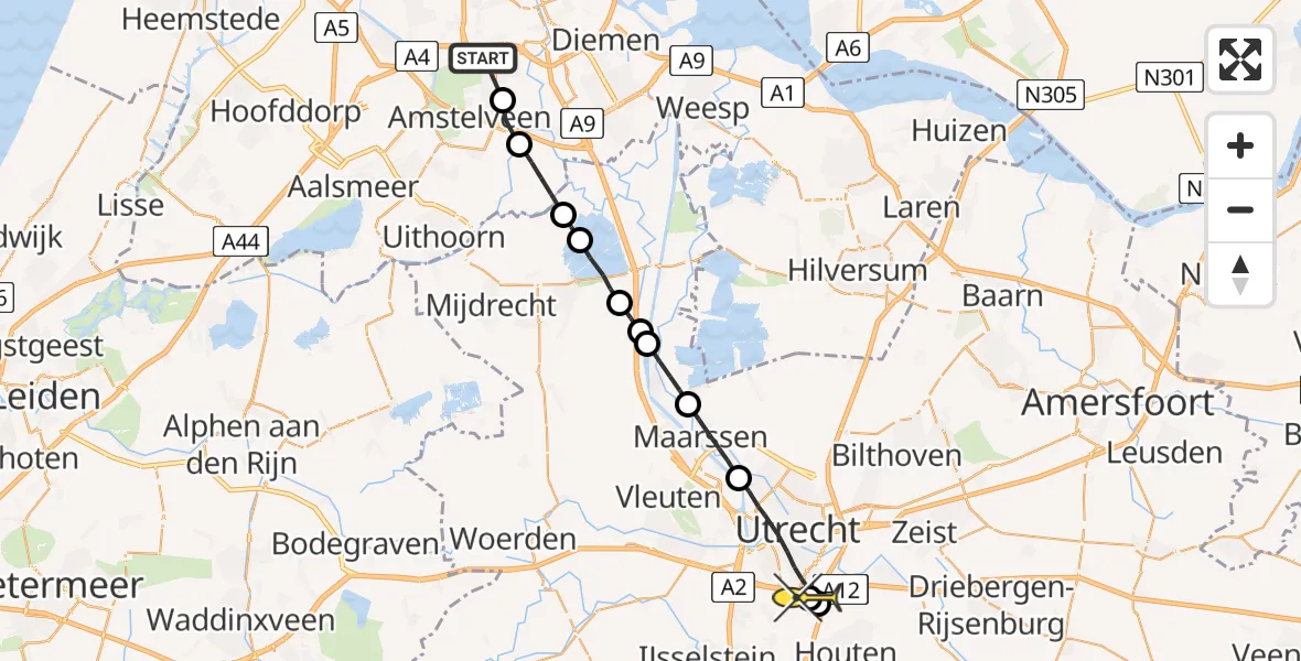 Routekaart van de vlucht: Lifeliner 1 naar Utrecht