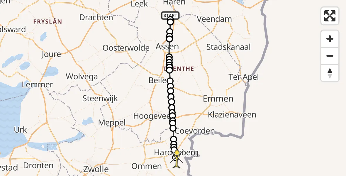 Routekaart van de vlucht: Lifeliner 4 naar Brucht