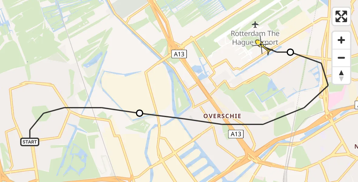 Routekaart van de vlucht: Lifeliner 2 naar Rotterdam The Hague Airport