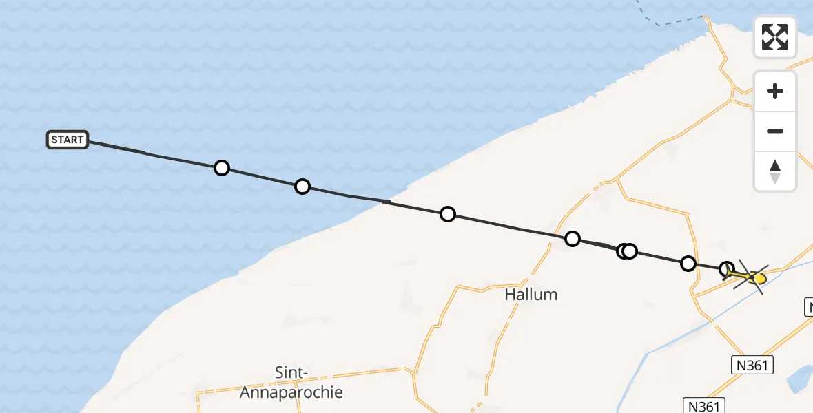 Routekaart van de vlucht: Ambulanceheli naar Jannum