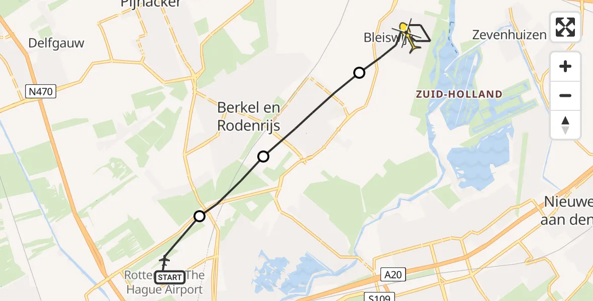 Routekaart van de vlucht: Lifeliner 2 naar Bleiswijk