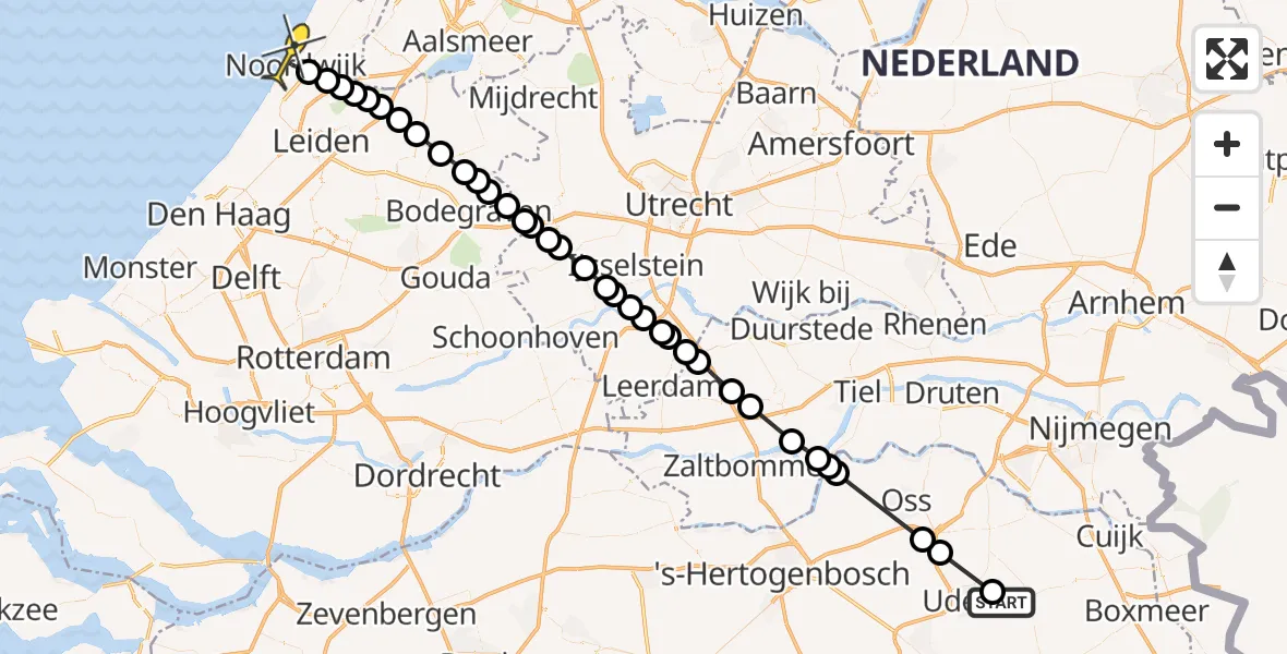 Routekaart van de vlucht: Lifeliner 3 naar Noordwijk