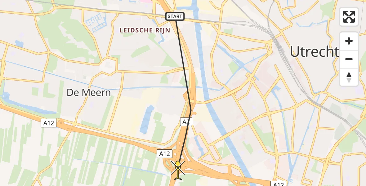 Routekaart van de vlucht: Politiehelikopter naar Utrecht