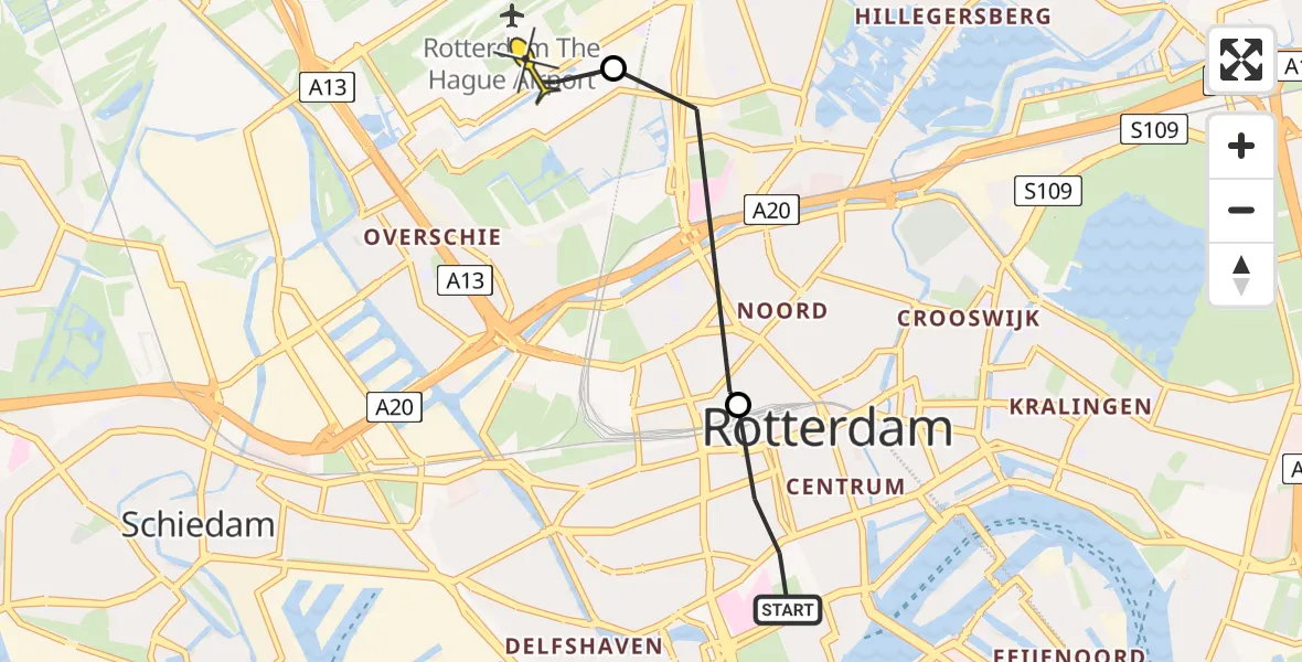 Routekaart van de vlucht: Lifeliner 2 naar Rotterdam The Hague Airport