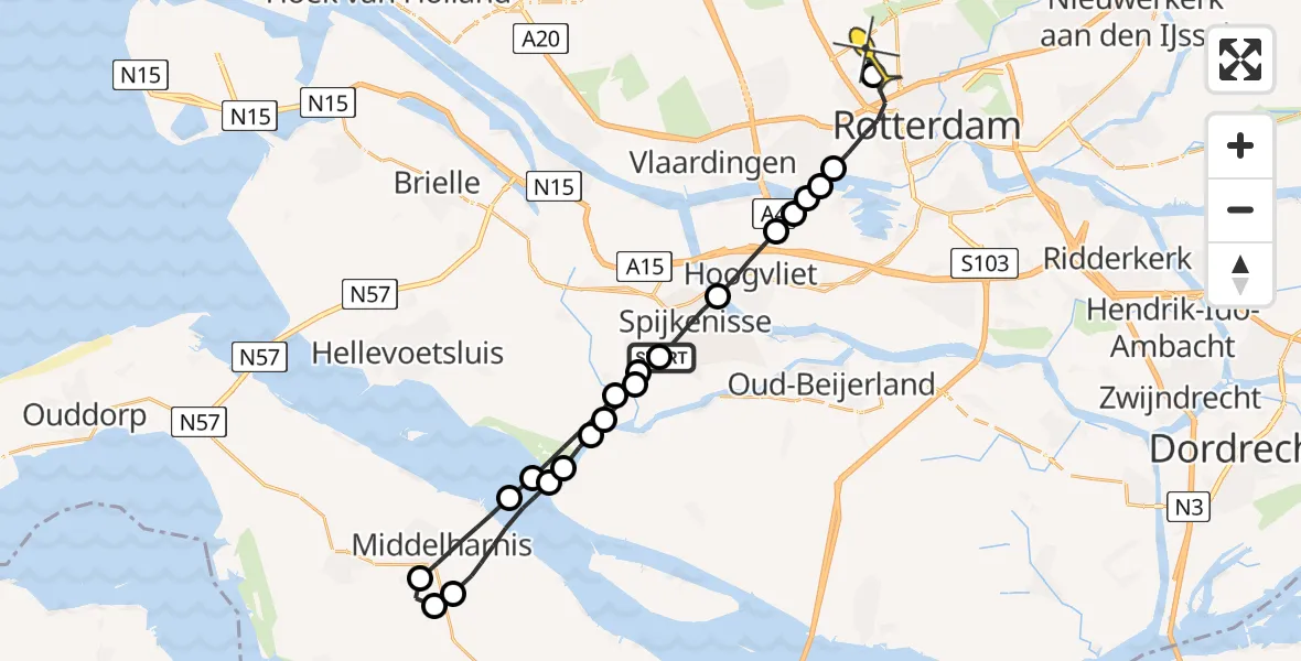 Routekaart van de vlucht: Lifeliner 2 naar Rotterdam The Hague Airport